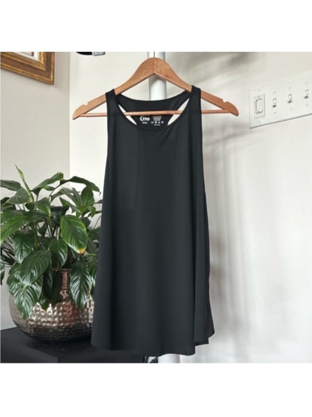 Zyia Active Black Tank Top Sz XXXL Double Racerback Sleeveless Layered Mesh